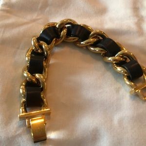 ANN TAYLOR DESIGNER LEATHER & CHAIN BRACEL…